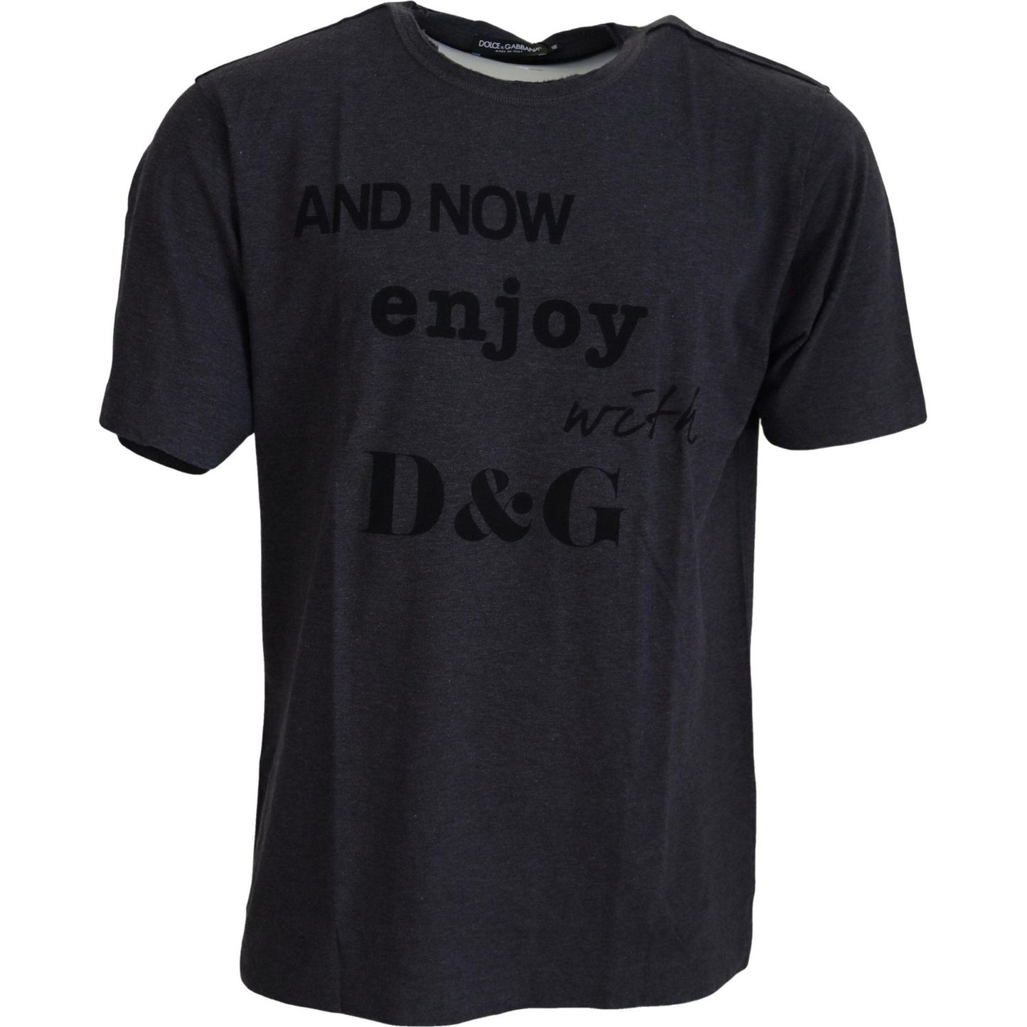 Dolce & Gabbana Elegant Gray Motive Crew Neck T-Shirt MAN T-SHIRTS gray-crewneck-cotton-short-sleeve-t-shirt