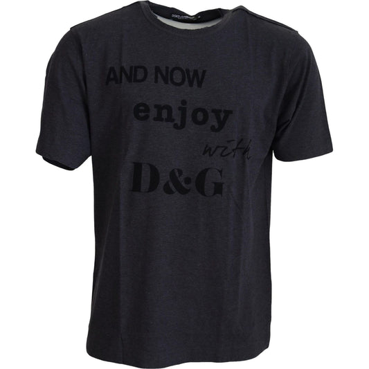 Dolce & GabbanaElegant Gray Motive Crew Neck T-ShirtMcRichard Designer Brands£219.00