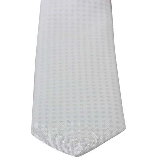 Dolce & Gabbana Elegant White Patterned Silk Blend Neck Tie Necktie white-patterned-classic-mens-slim-necktie-tie