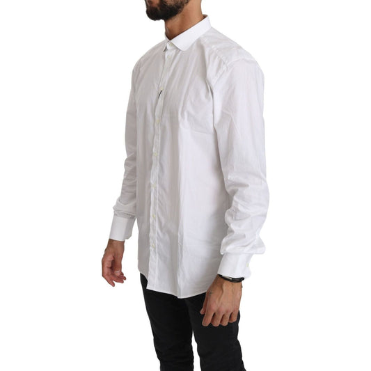 Dolce & Gabbana Elegant White Cotton Gold Fit Shirt MAN TOPS AND SHIRTS white-cotton-long-sleeve-top-shirt