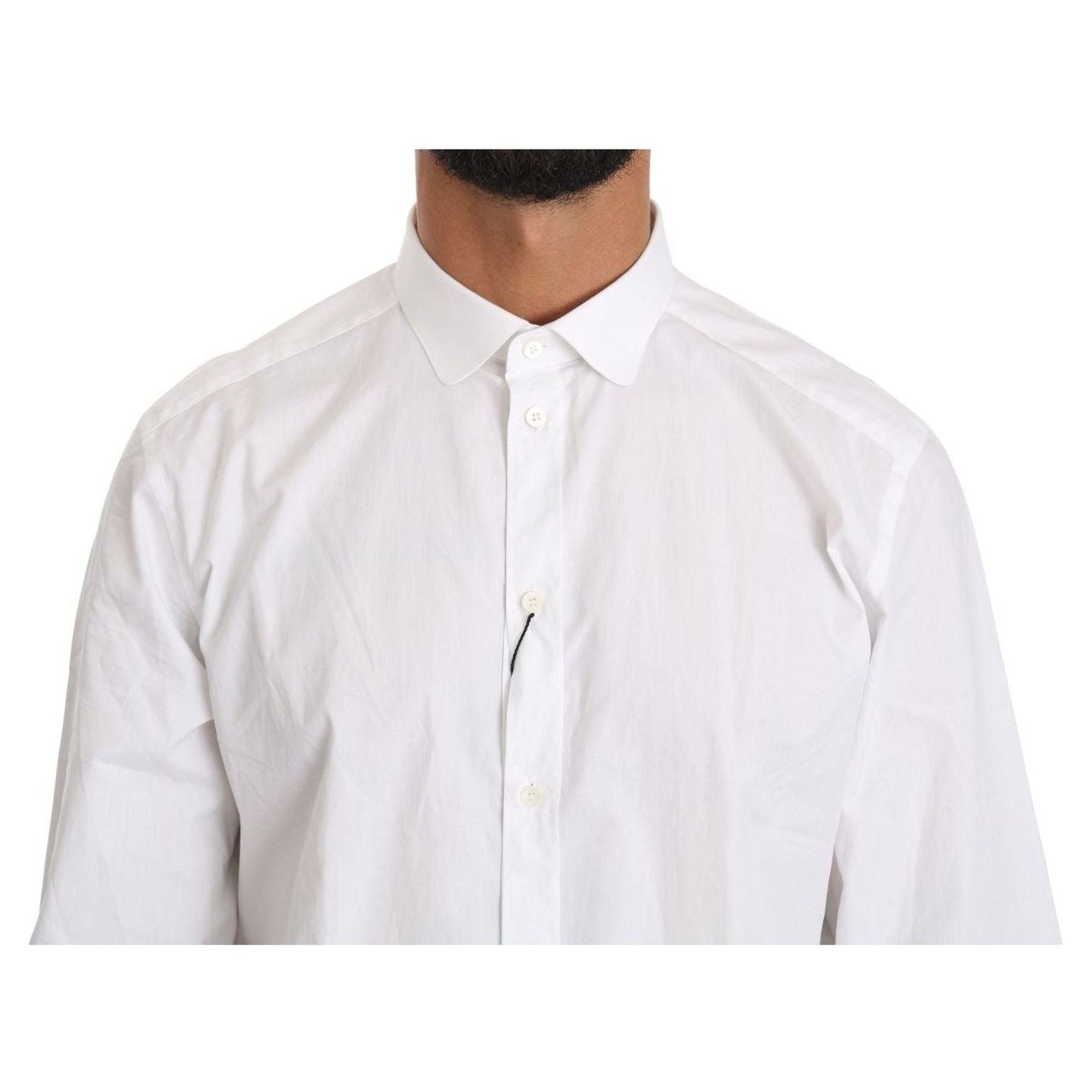 Dolce & Gabbana Elegant White Cotton Gold Fit Shirt MAN TOPS AND SHIRTS white-cotton-long-sleeve-top-shirt