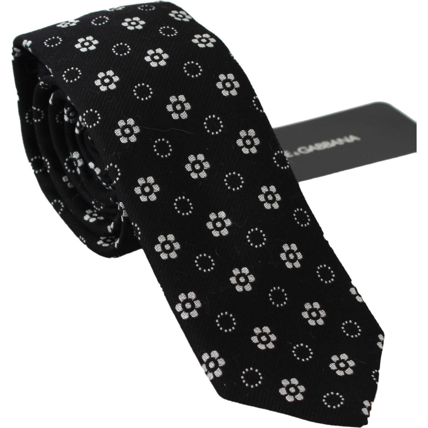 Dolce & Gabbana Elegant Black Floral Silk Necktie black-100-silk-floral-print-print-classic-tie Necktie
