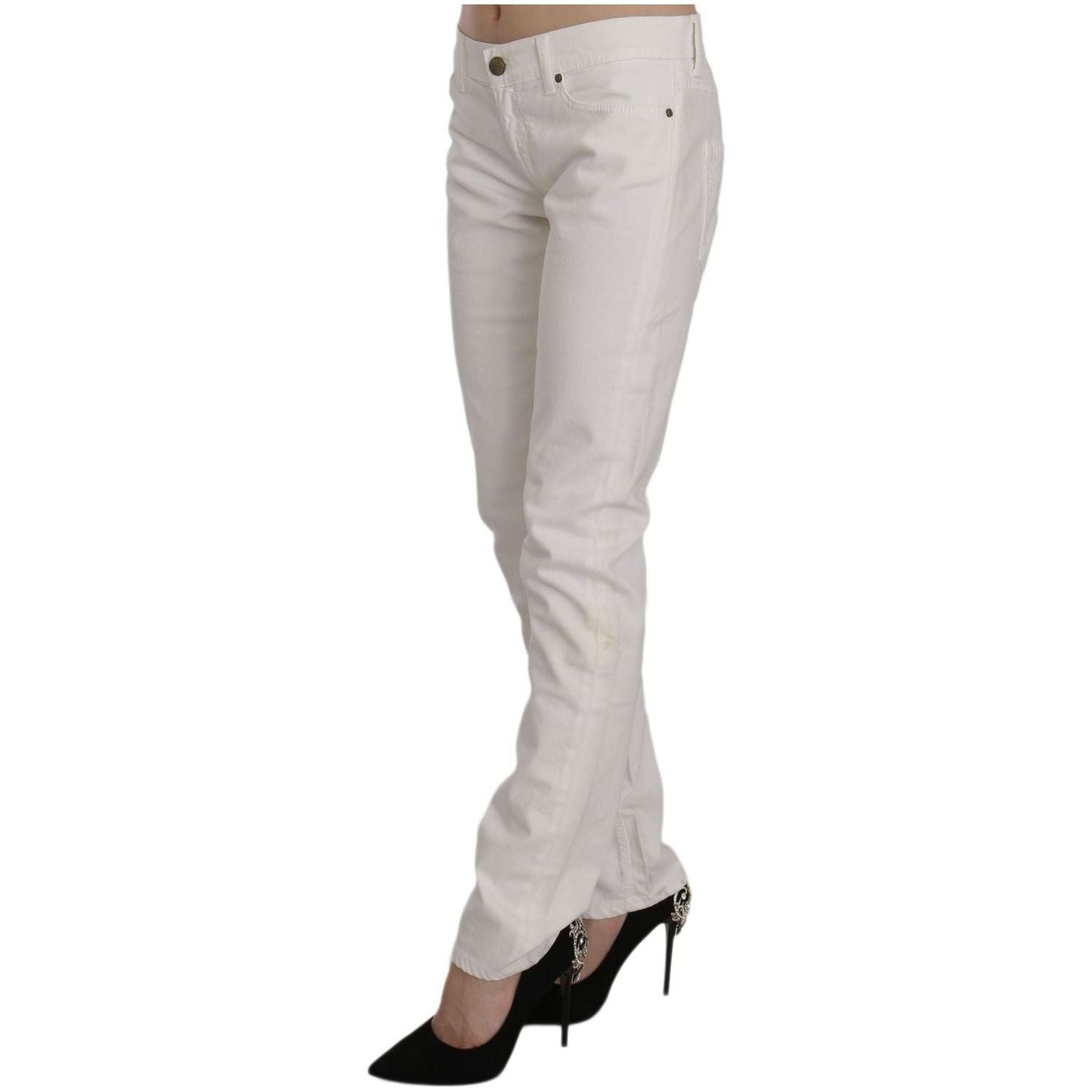 Dondup Chic White Skinny Cotton Blend Pants white-cotton-stretch-skinny-casual-denim-pants-jeans