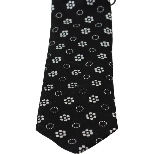 Dolce & Gabbana Elegant Black Floral Silk Necktie Necktie black-100-silk-floral-print-print-classic-tie IMG_1764-4aaddafa-e25.jpg