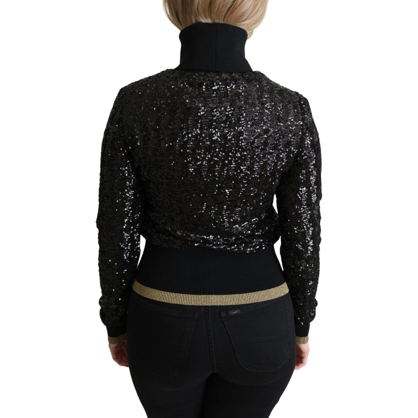 Dolce & Gabbana Elegant Sequined Turtleneck Sweater black-sequined-knitted-turtle-neck-sweater