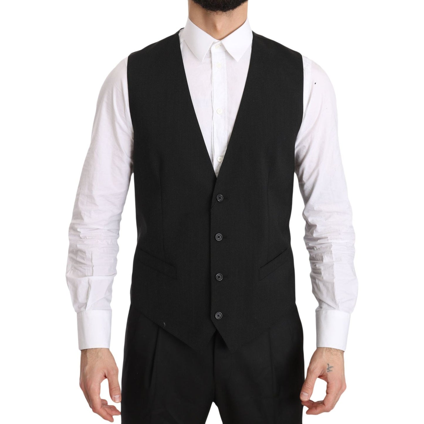 Dolce & Gabbana Elegant Gray Formal Vest - Regular Fit gray-gilet-staff-regular-fit-formal-vest IMG_1778-scaled.jpg