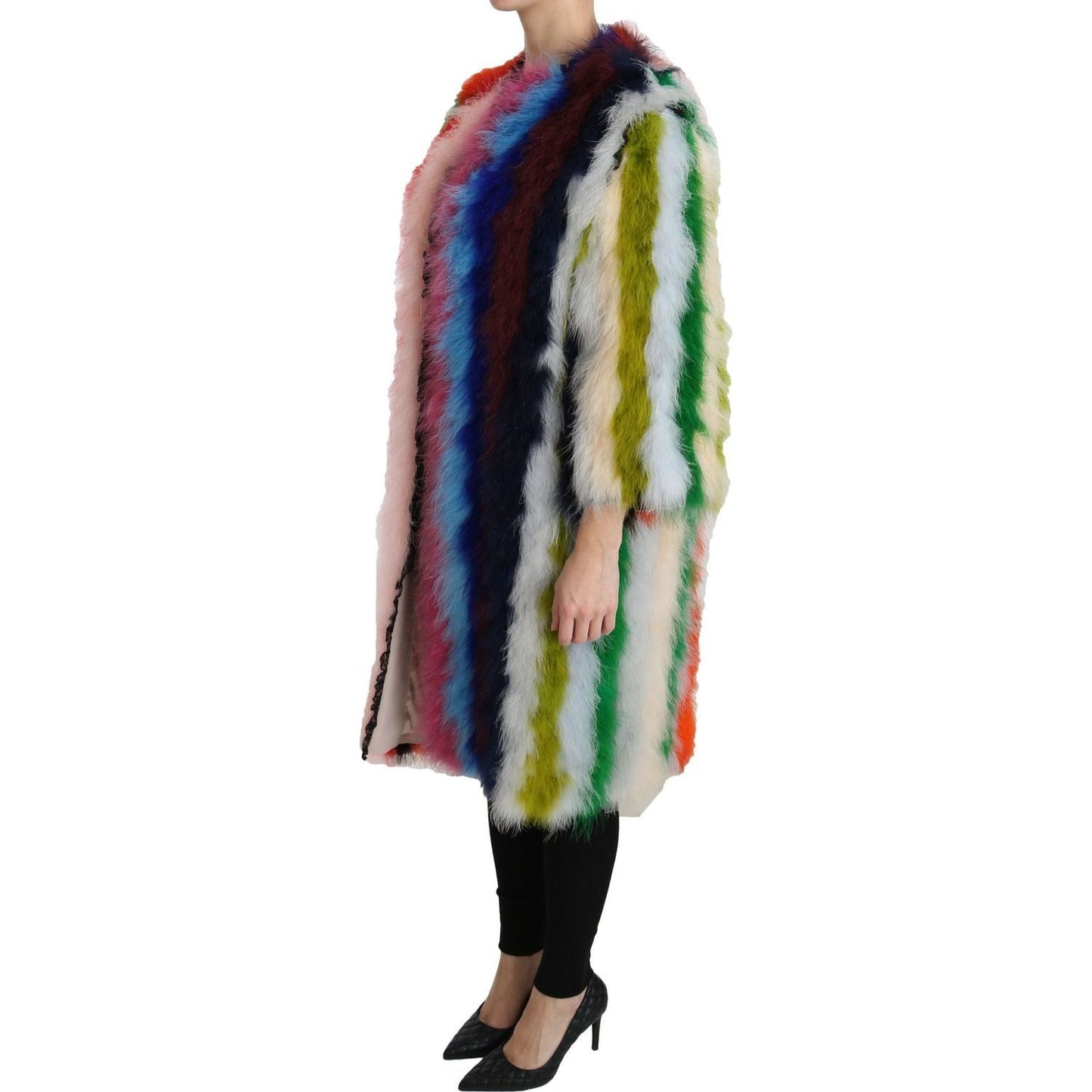 Dolce & GabbanaElegant Multicolor Feather Long Coat JacketMcRichard Designer Brands£2729.00