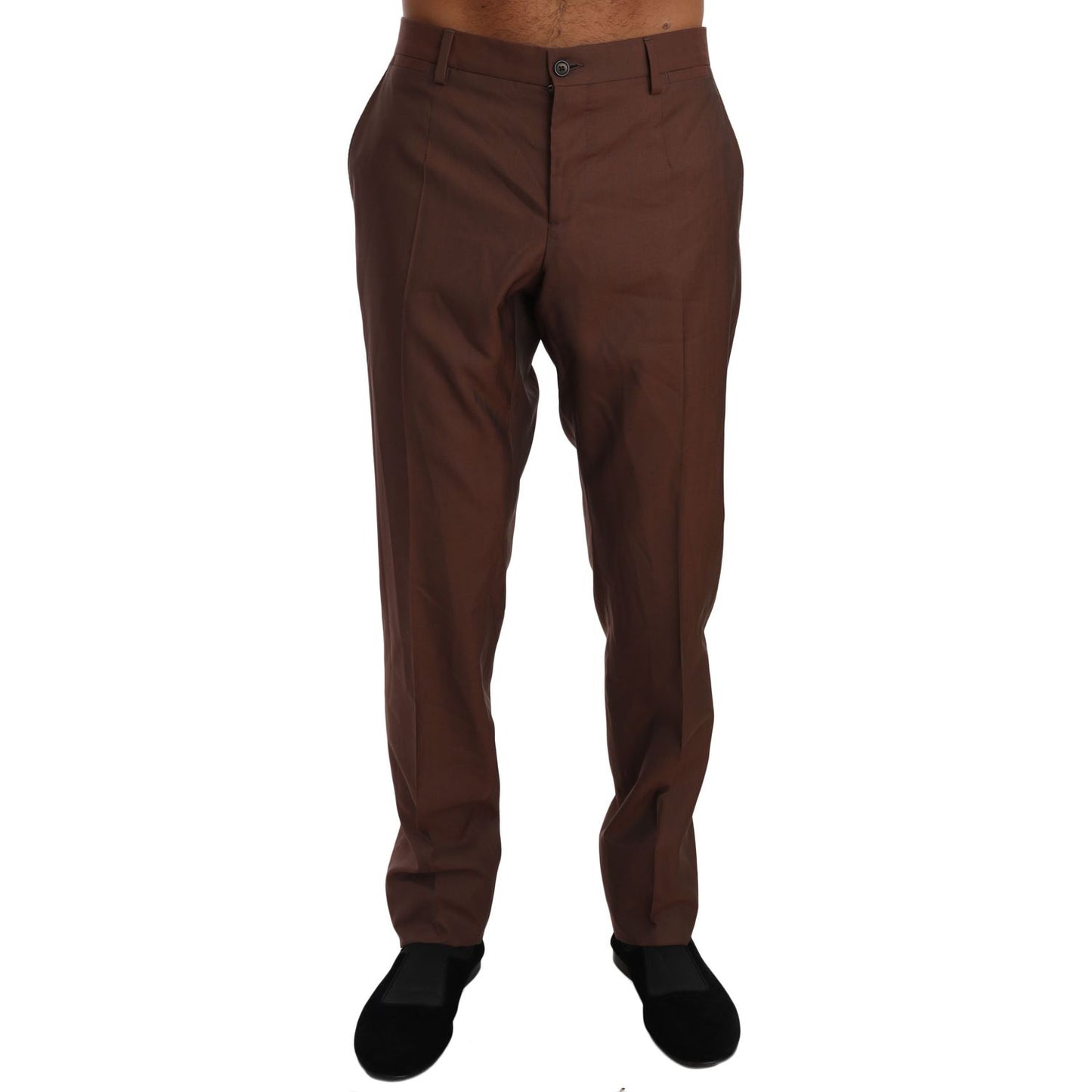 Dolce & Gabbana Elegant Brown Wool-Silk Formal Pants brown-wool-silk-formal-trousers-pants IMG_1789.jpg
