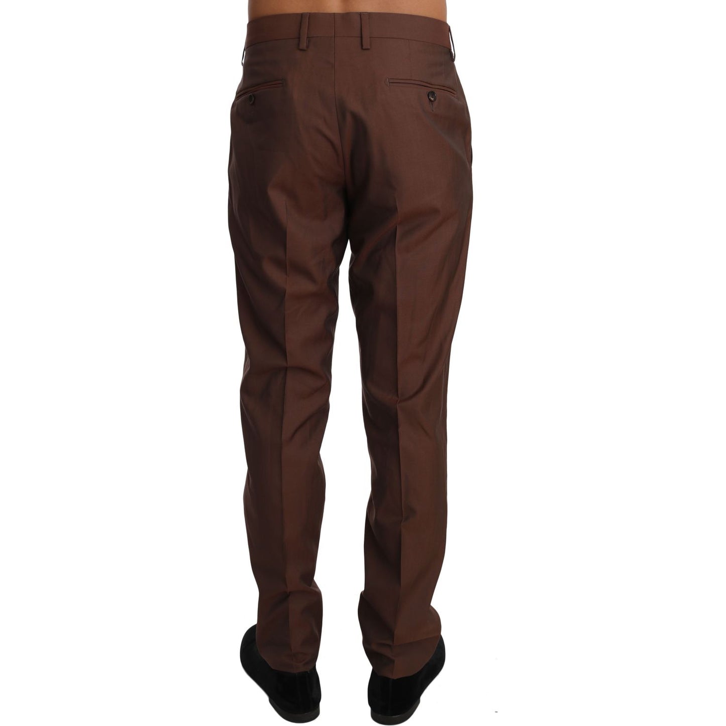 Dolce & Gabbana Elegant Brown Wool-Silk Formal Pants brown-wool-silk-formal-trousers-pants