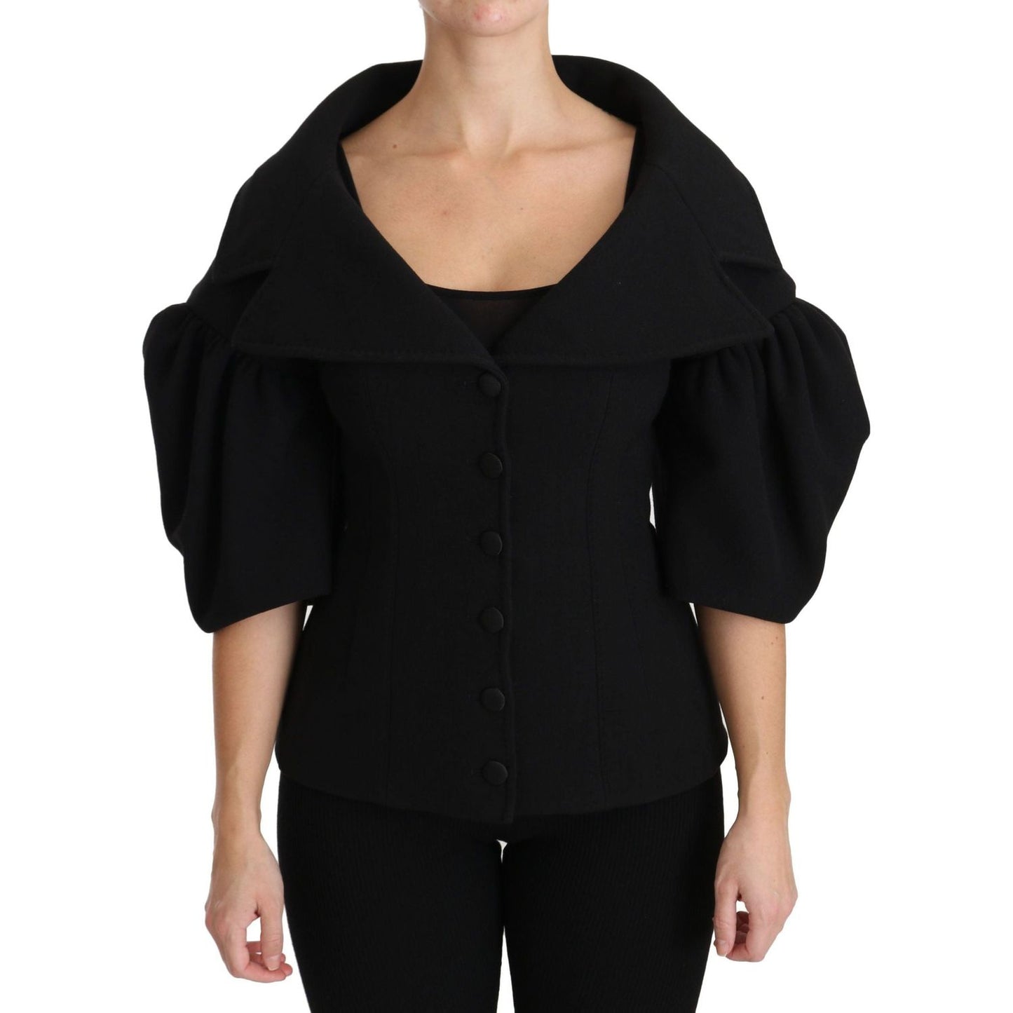 Dolce & Gabbana Elegant Black Virgin Wool Coat black-formal-coat-virgin-wool-jacket
