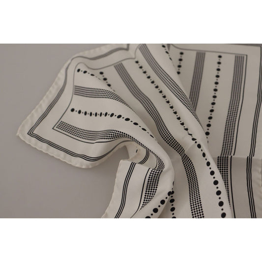 Dolce & Gabbana Elegant Silk Men's Square Scarf white-dotted-stripes-square-handkerchief-scarf