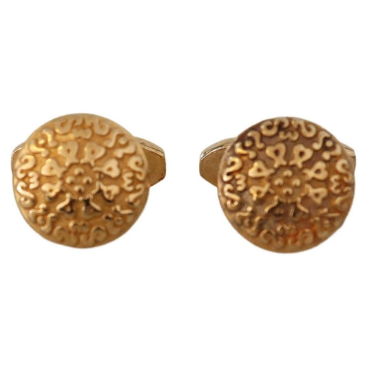 Dolce & Gabbana Elegant Gold Plated Brass Men's Cufflinks Cufflinks gold-plated-brass-round-pin-men-cufflinks