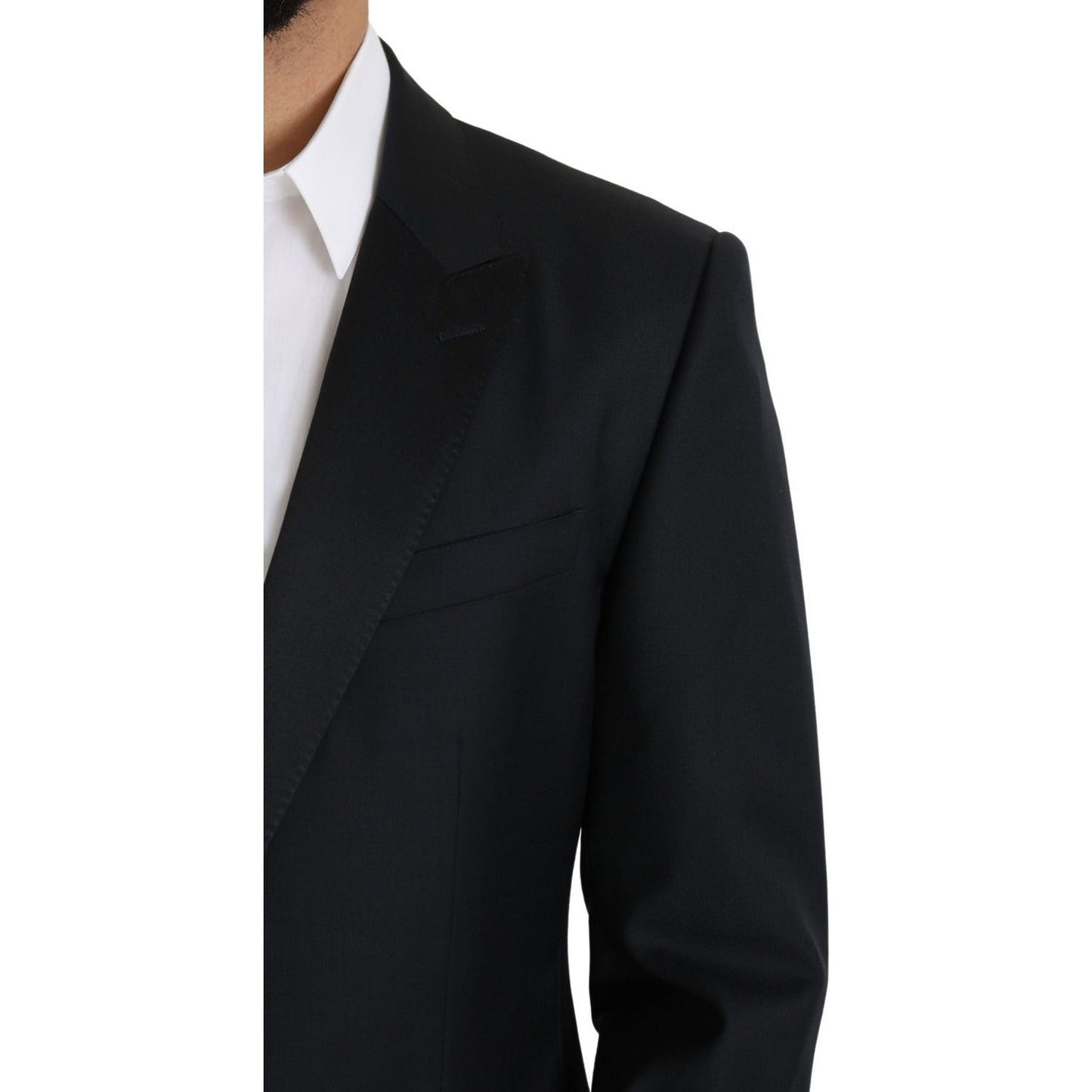 Dolce & Gabbana Elegant Black Virgin Wool Silk Blend Blazer black-wool-single-breasted-martini-blazer
