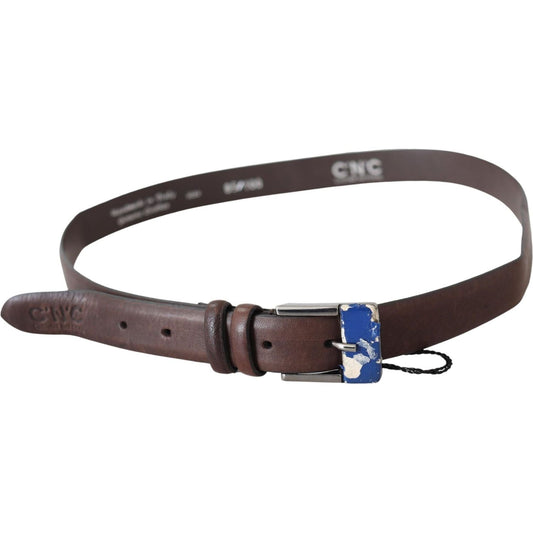 Costume National Elegant Brown Leather Classic Belt with Silver-Tone Buckle brown-genuine-leather-silver-buckle-belt Belt IMG_1841-1-scaled-89ef5094-429.jpg