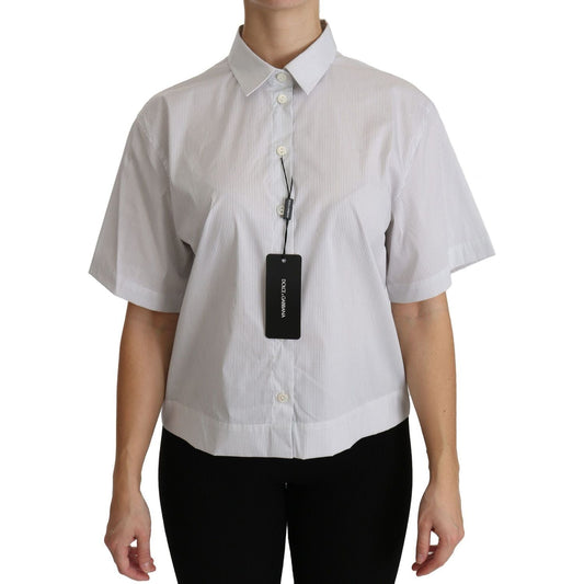 Dolce & Gabbana Elegant White Cotton Polo Top white-collared-short-sleeve-polo-shirt-top