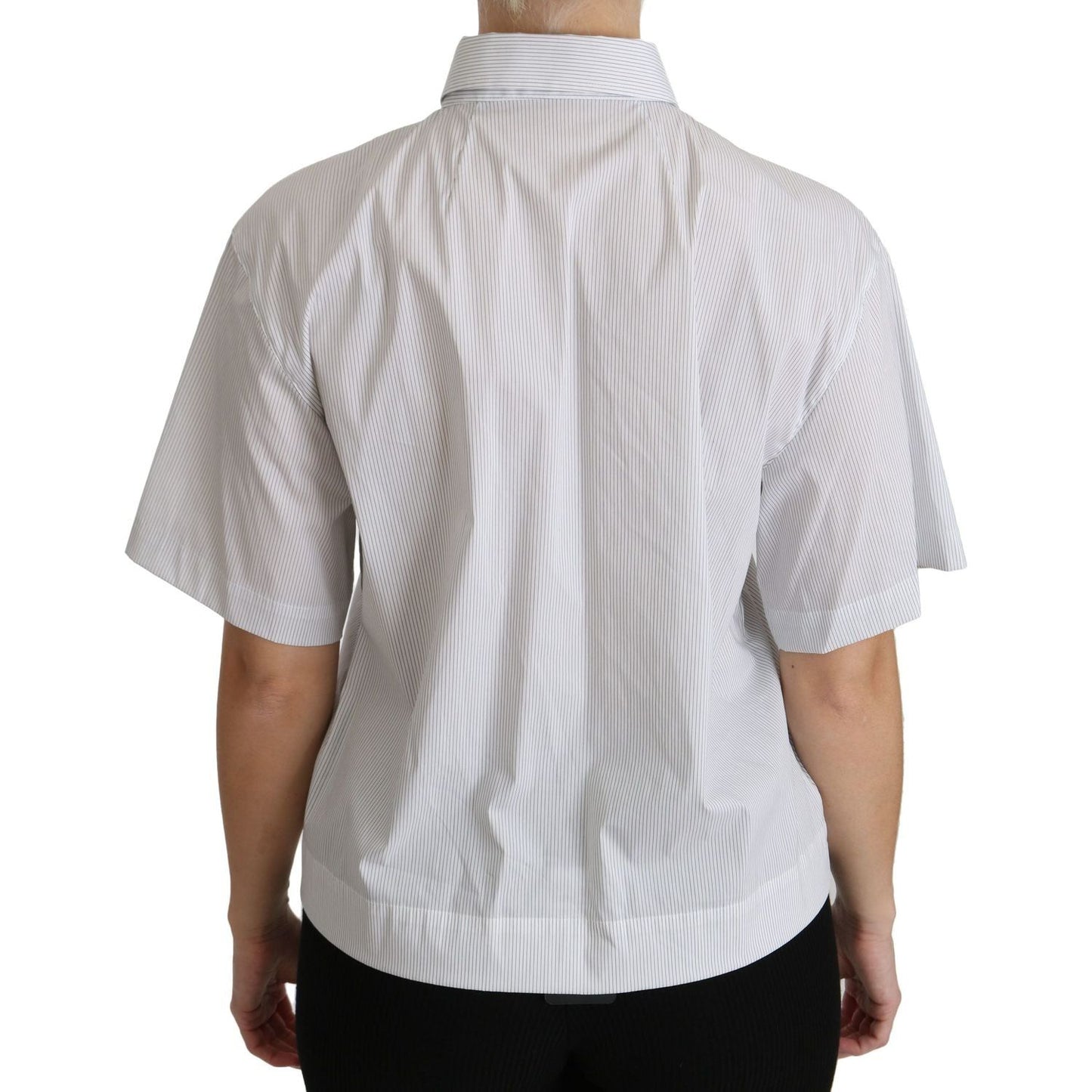 Dolce & Gabbana Elegant White Cotton Polo Top white-collared-short-sleeve-polo-shirt-top