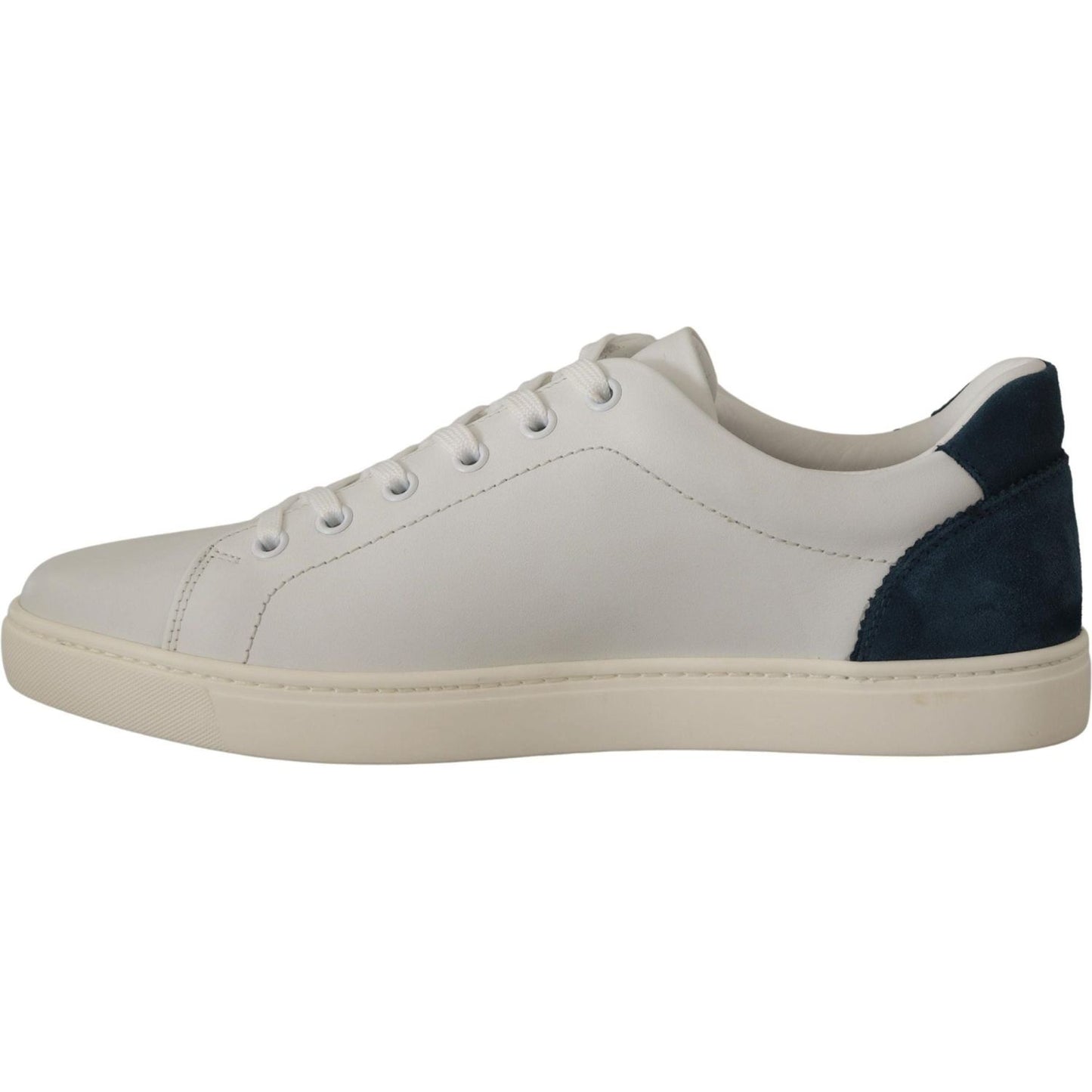 Dolce & Gabbana Chic White Leather Low-Top Sneakers white-blue-leather-low-top-sneakers-1 IMG_1890-scaled-5443edd9-667.jpg