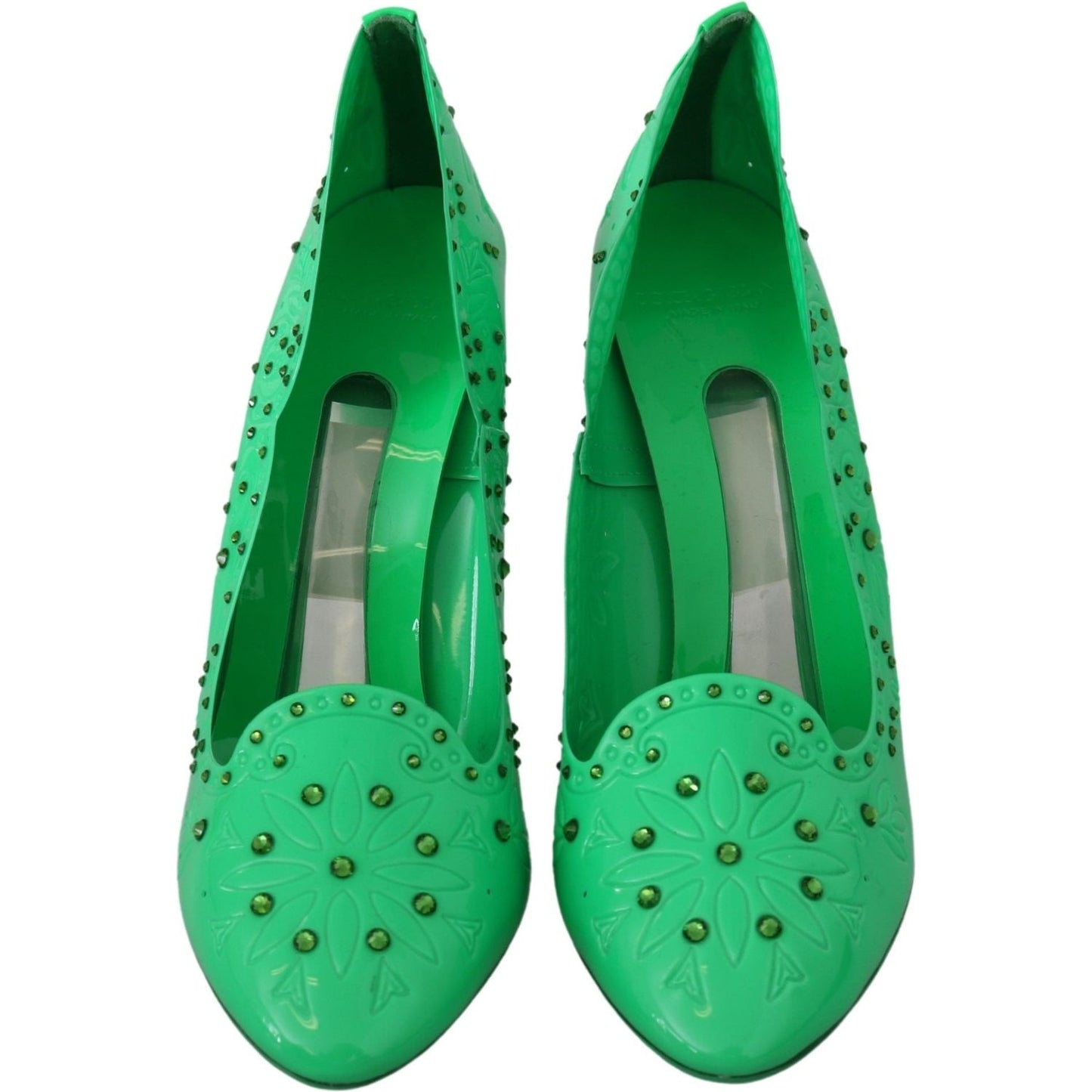 Dolce & Gabbana Enchanting Crystal Cinderella Pumps green-crystal-floral-heels-cinderella-shoes