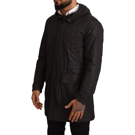 Dolce & Gabbana Chic Hooded Blouson Coat in Timeless Black MAN COATS & JACKETS black-hooded-trench-coat-jacket