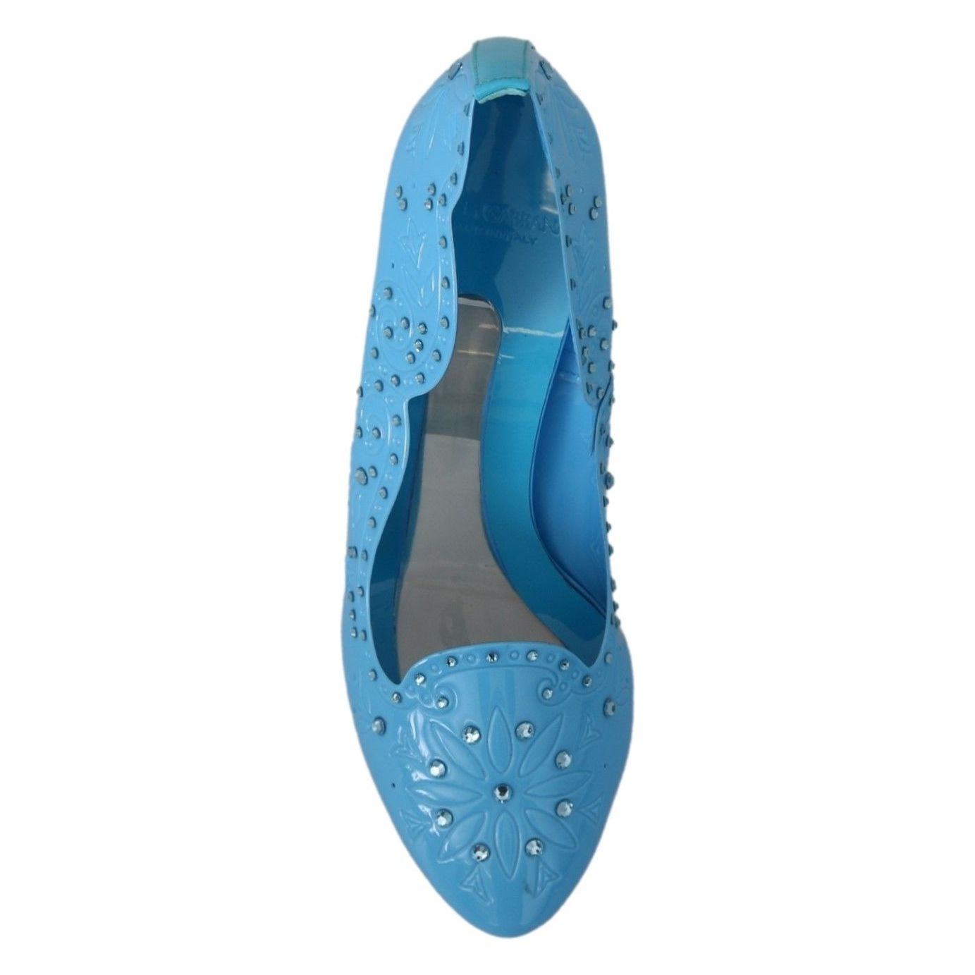 Dolce & Gabbana Crystal Embellished Blue Cinderella Pumps blue-crystal-floral-cinderella-heels-shoes