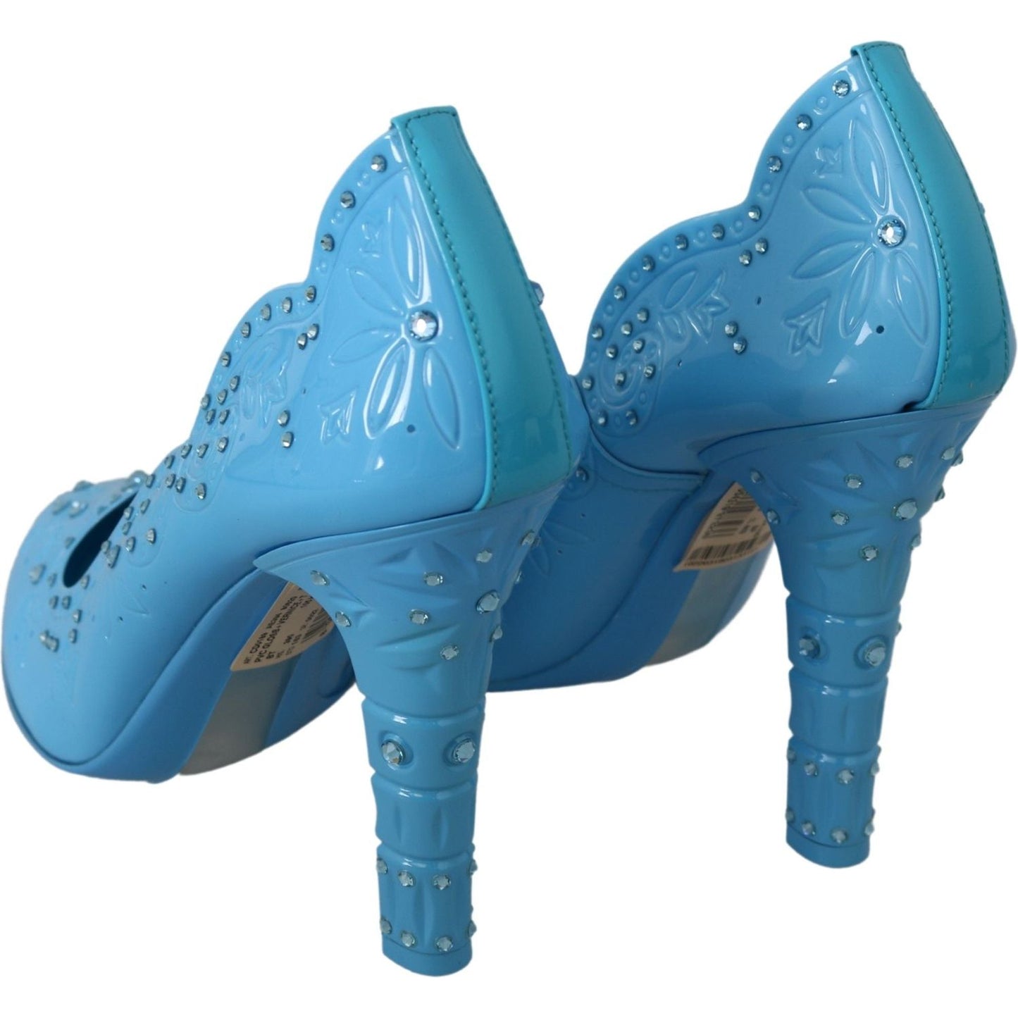 Dolce & Gabbana Crystal Embellished Blue Cinderella Pumps blue-crystal-floral-cinderella-heels-shoes