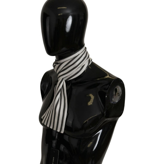 Dolce & Gabbana Elegant Striped Silk Men's Scarf white-black-stripes-scarf-neck-wrap-shawl-silk