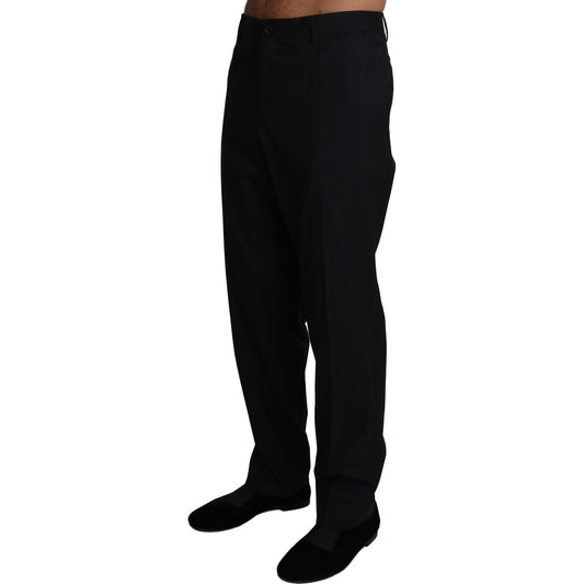 Dolce & Gabbana Elegant Black Formal Wool Blend Trousers Jeans & Pants black-wool-stretch-dress-trousers-pants-1