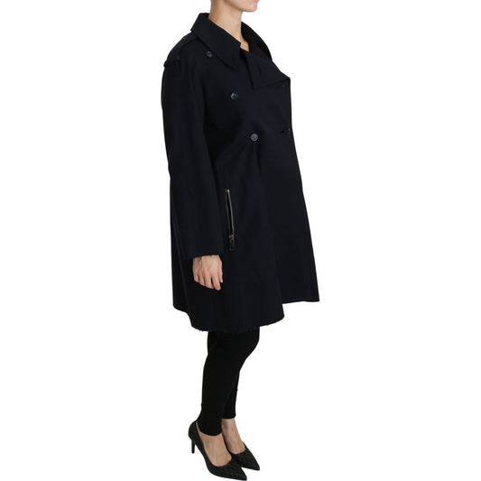 Dolce & Gabbana Elegant Polka Dot Lined Blue Jacket Coats & Jackets coat-blue-cotton-women-trench-jacket