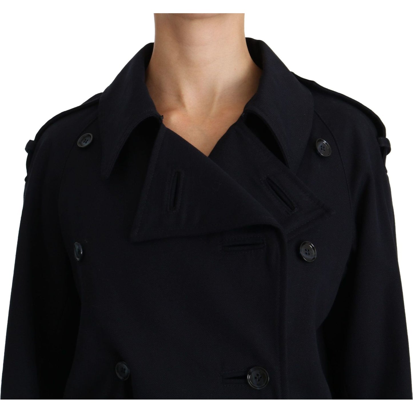 Dolce & Gabbana Elegant Polka Dot Lined Blue Jacket Coats & Jackets coat-blue-cotton-women-trench-jacket