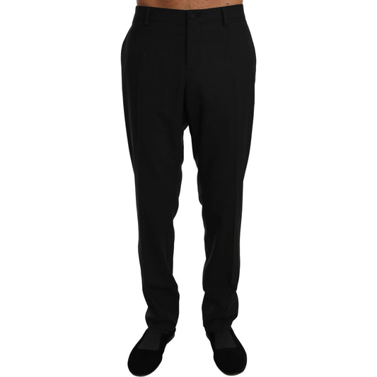 Dolce & Gabbana Elegant Formal Wool Blend Trousers Jeans & Pants black-wool-stretch-dress-trousers-pants