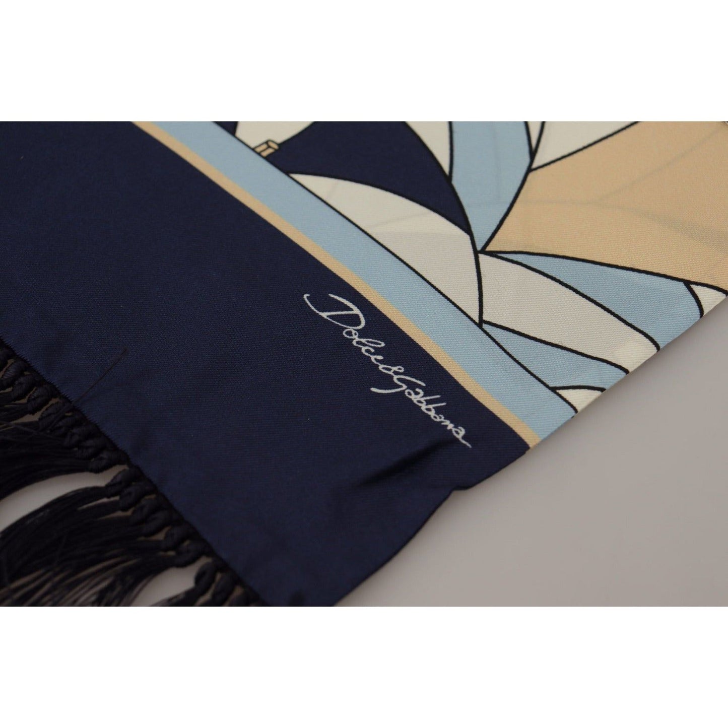 Dolce & Gabbana Elegant Silk Men's Scarf Wrap multicolor-geometric-patterned-dg-print-shawl-fringe-scarf