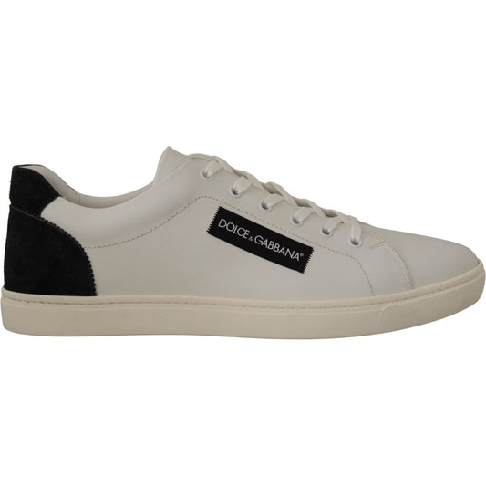 Dolce & Gabbana Elegant White Leather Low Top Sneakers white-black-leather-low-shoes-sneakers IMG_1927-scaled-d50789d8-546.jpg
