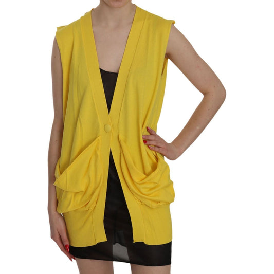 PINK MEMORIES Elegant Yellow Sleeveless Cotton Vest yellow-100-cotton-sleeveless-cardigan-top-vest IMG_1932-c6086e53-0b3.jpg
