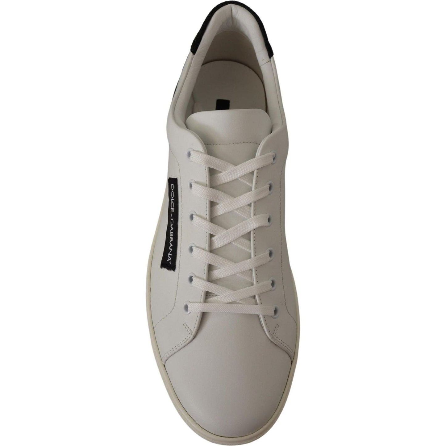 Dolce & Gabbana Elegant White Leather Low Top Sneakers white-black-leather-low-shoes-sneakers