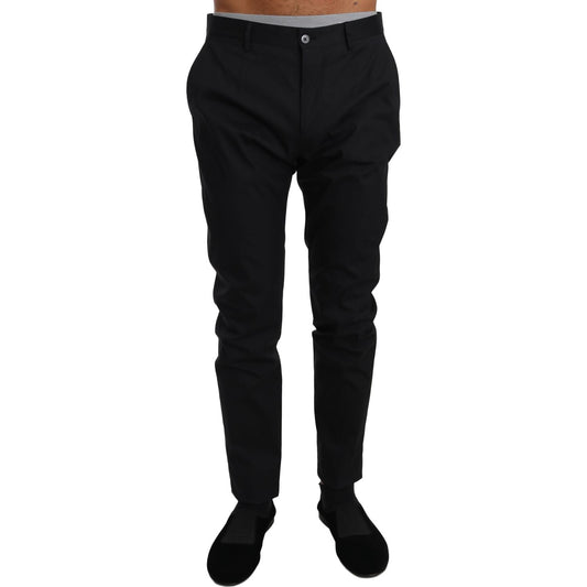 Dolce & Gabbana Elegant Black Formal Wool-Blend Trousers Jeans & Pants black-cotton-stretch-formal-trousers-pants