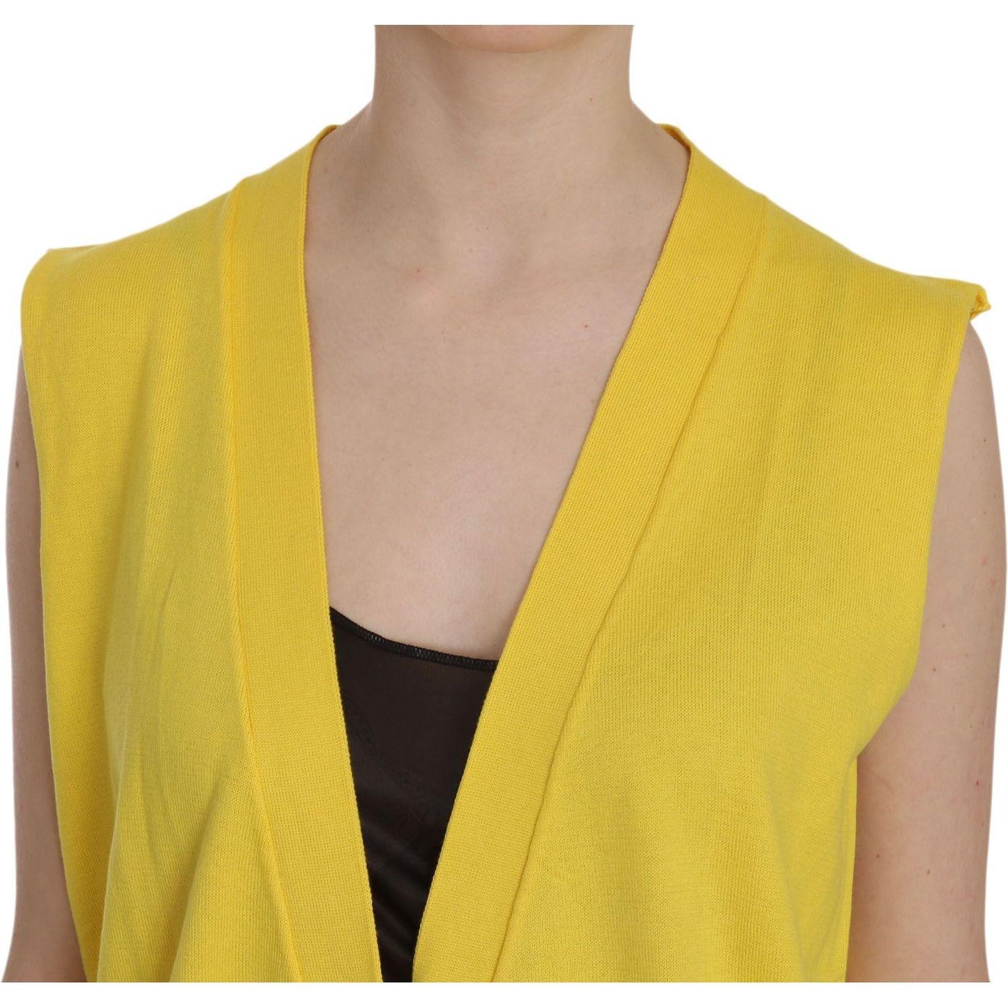 PINK MEMORIES Elegant Yellow Sleeveless Cotton Vest yellow-100-cotton-sleeveless-cardigan-top-vest