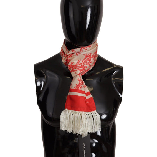 Dolce & GabbanaElegant Silk Men's Scarf Wrap - Red Coral PrintMcRichard Designer Brands£209.00