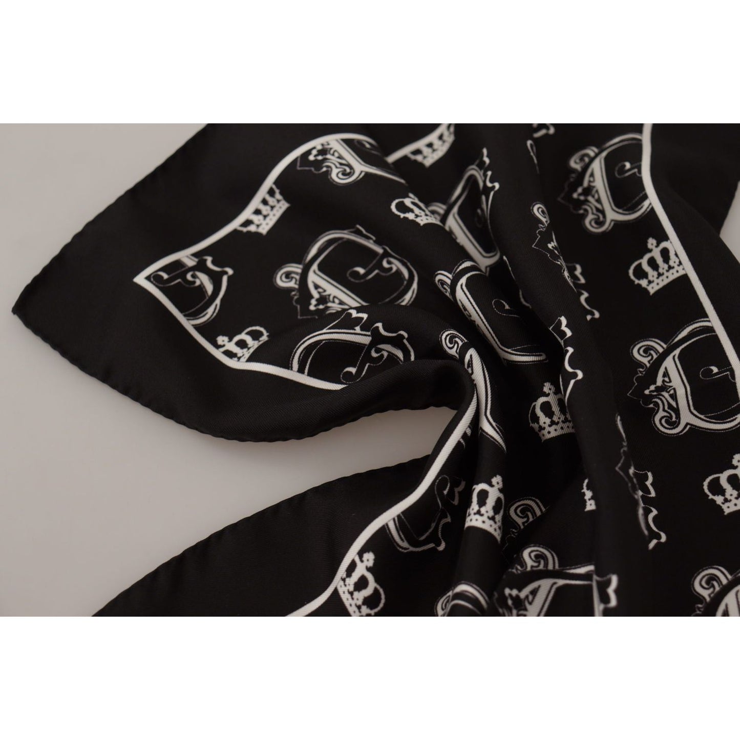 Dolce & Gabbana Elegant Silk Square Men's Scarf black-dg-crown-print-square-handkerchief