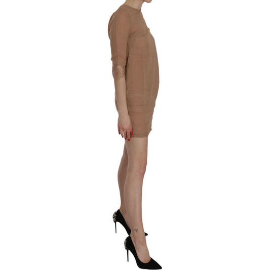 PINK MEMORIES Elegant Brown Shift Mini Dress brown-3-4-sleeve-crewneck-shift-mini-dress IMG_1961-scaled-d67204bd-f16.jpg