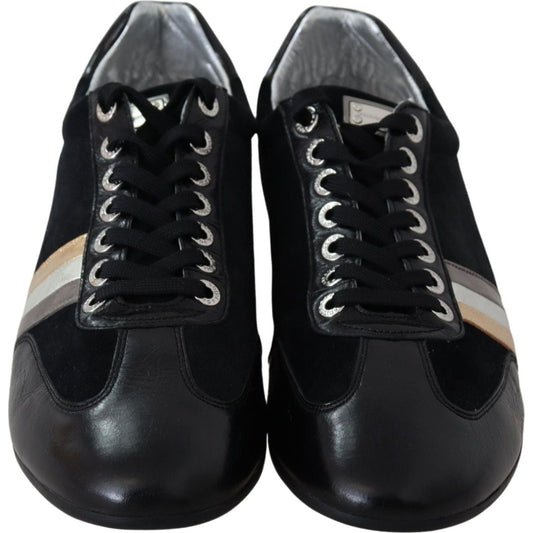 Dolce & Gabbana Elegant Black Leather Sport Sneakers black-logo-leather-casual-mens-scarpe-sneakers