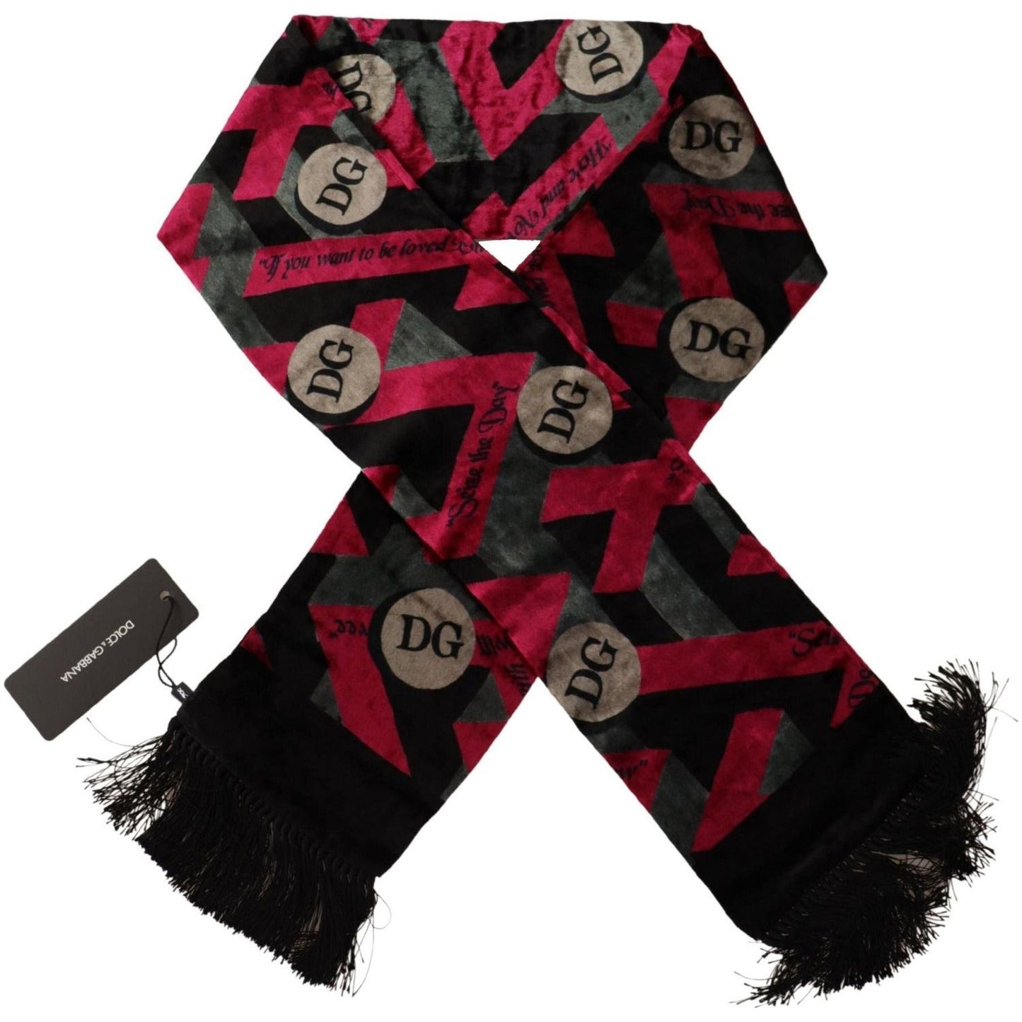 Dolce & Gabbana Elegant Multicolor Viscose Silk Men's Scarf multicolor-dg-logo-print-mens-shawl-wrap-fringe-scarf