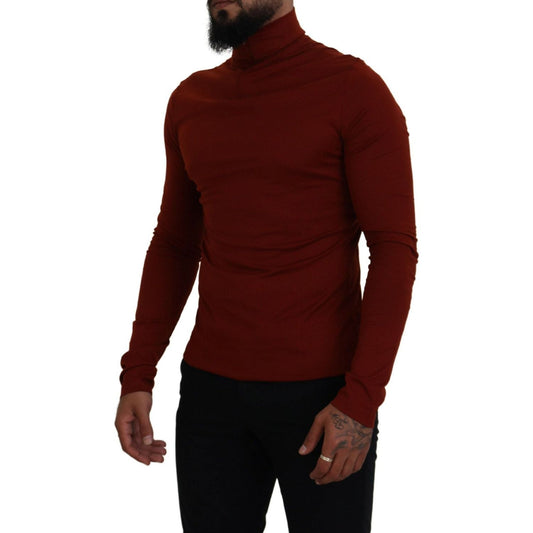 Dolce & Gabbana Elegant Maroon Collar Zip Sweater maroon-cotton-turtle-neck-zip-sweater