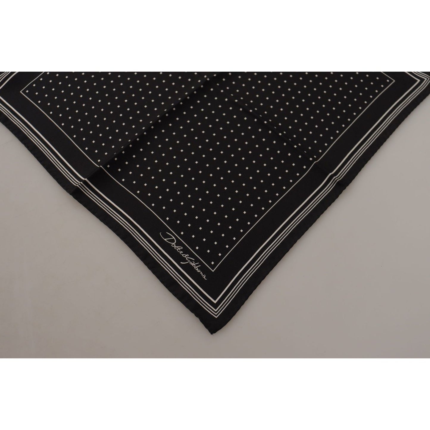 Dolce & Gabbana Elegant Black Silk Polka Dot Men's Scarf black-polka-dots-dg-logo-square-handkerchief