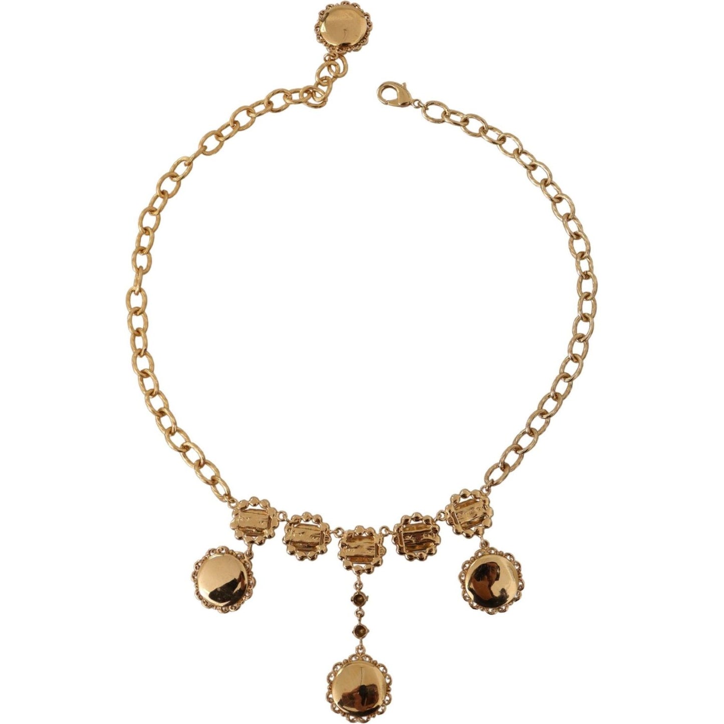 Dolce & Gabbana Elegant Timeless Statement Necklace WOMAN NECKLACE gold-clock-statement-crystal-chain-necklace
