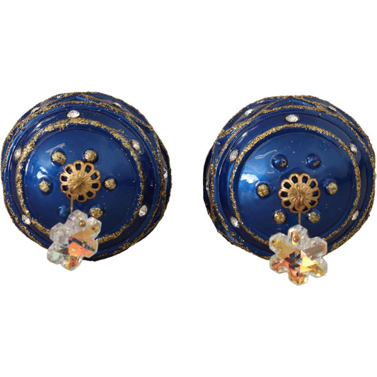 Dolce & Gabbana Blue Christmas Ball Crystal Hook Gold Brass Earrings WOMAN EARRING blue-christmas-ball-crystal-hook-gold-brass-earrings IMG_2046-d4483cff-374.jpg