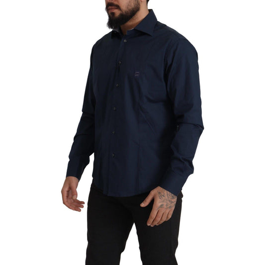 Roberto Cavalli Navy Elegance Cotton Dress Shirt navy-blue-cotton-dress-formal-shirt IMG_2047-scaled-15de17cb-7fb.jpg