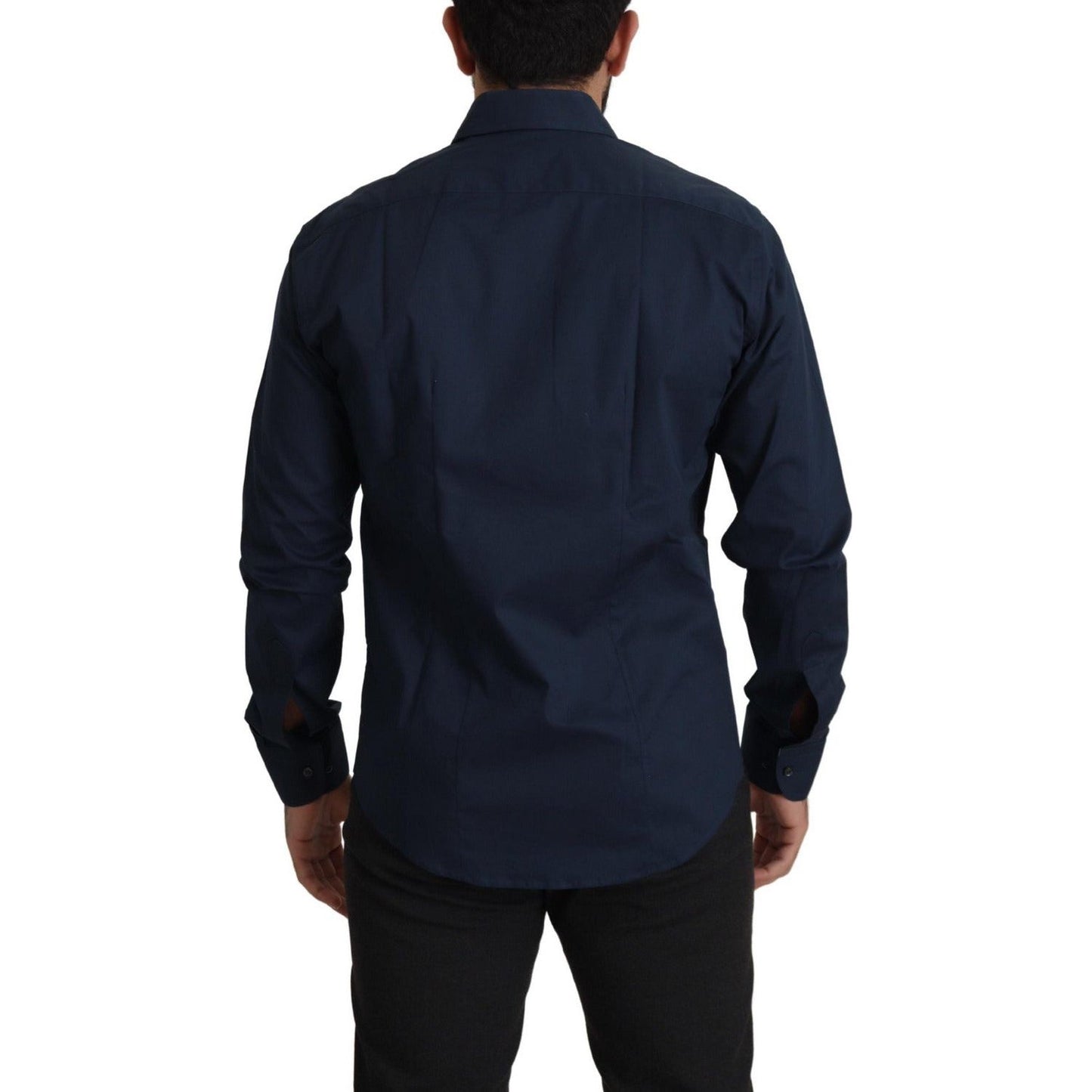 Roberto Cavalli Navy Elegance Cotton Dress Shirt navy-blue-cotton-dress-formal-shirt
