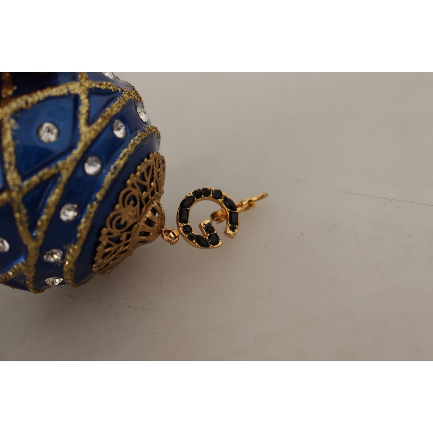 Dolce & Gabbana Blue Christmas Ball Crystal Hook Gold Brass Earrings WOMAN EARRING blue-christmas-ball-crystal-hook-gold-brass-earrings