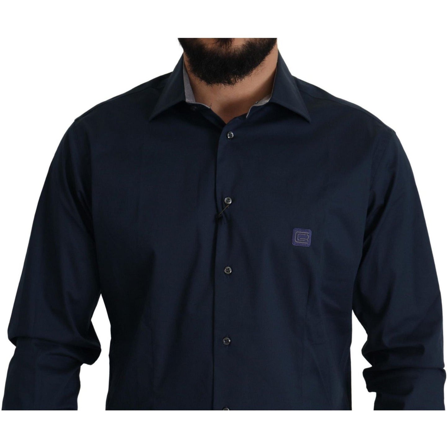 Roberto Cavalli Navy Elegance Cotton Dress Shirt navy-blue-cotton-dress-formal-shirt IMG_2049-scaled-2c79cd73-0fa.jpg