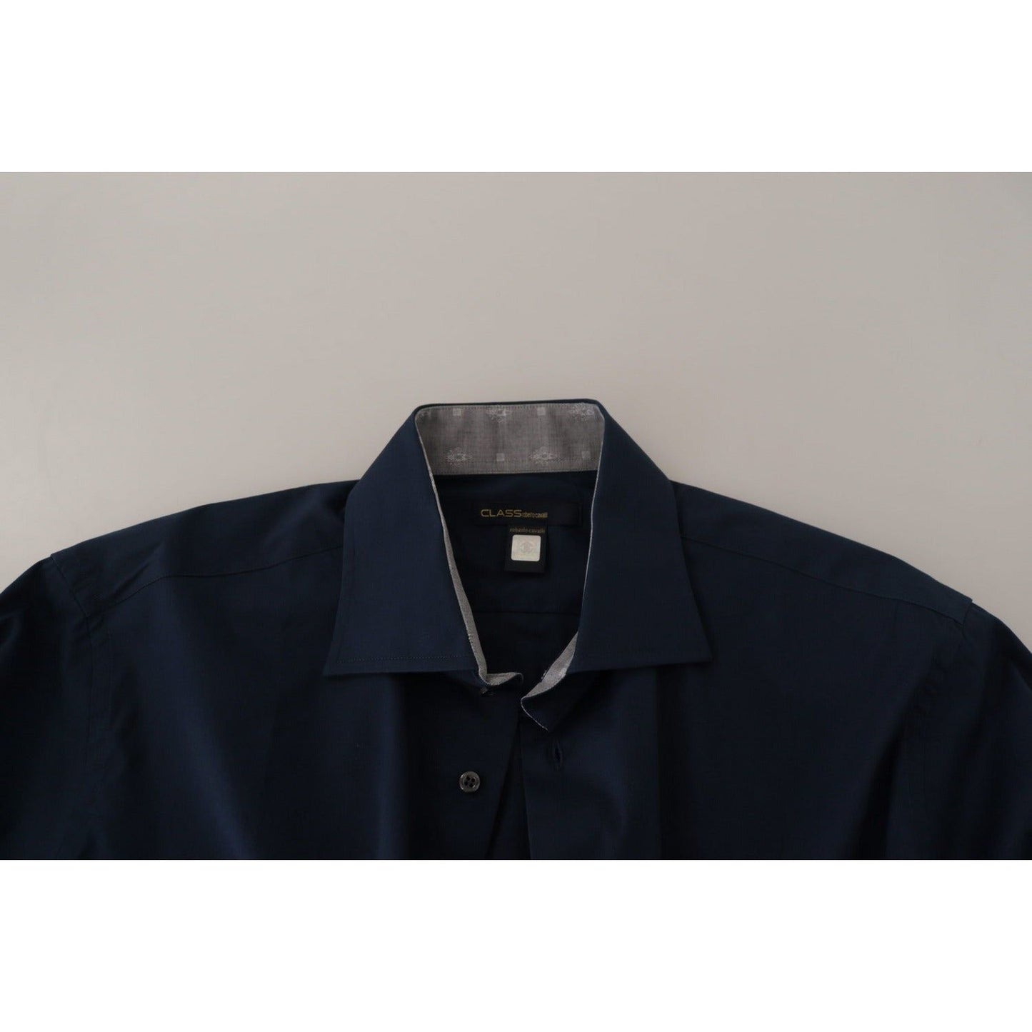 Roberto Cavalli Navy Elegance Cotton Dress Shirt navy-blue-cotton-dress-formal-shirt IMG_2051-scaled-6a0cbad7-24e.jpg